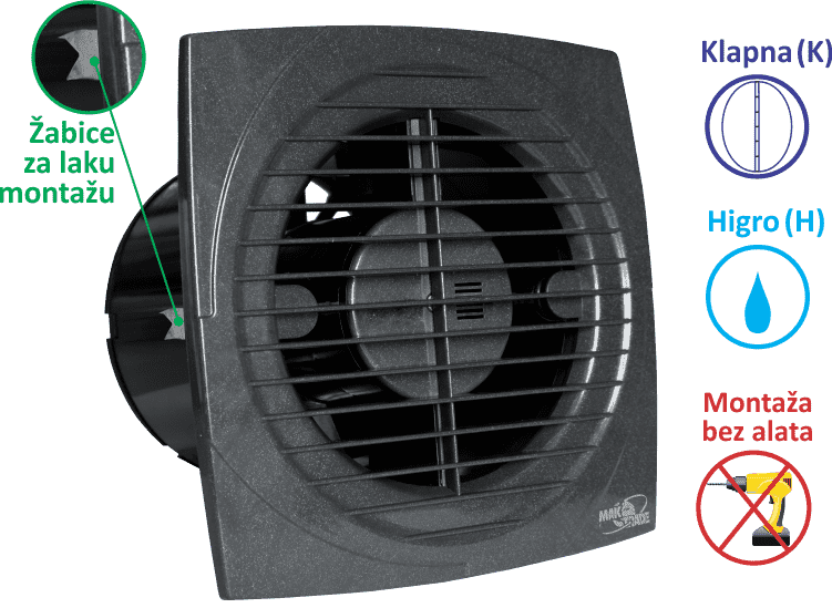 VENTILATOR KUPATILSKI MTG A100-H ANTRACIT